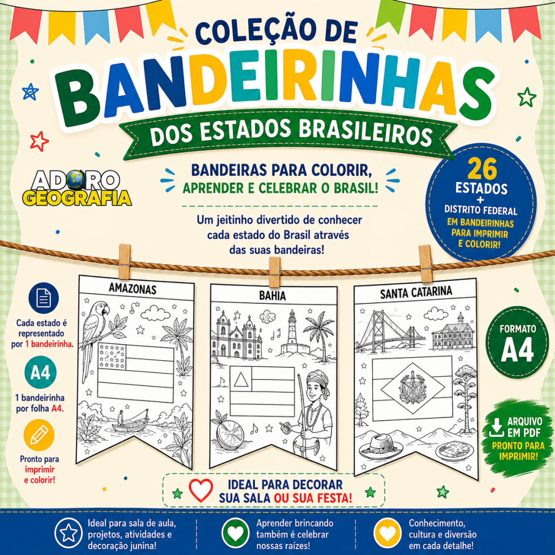 Bandeirinhas de Festa Junina dos Estados Brasileiros